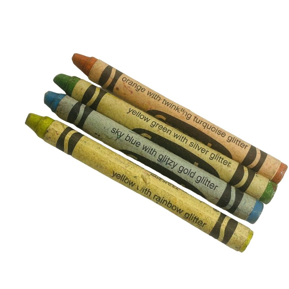 4 Long With Glitter Retired Name Change Crayola Crayons Permanent Vintage